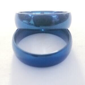 New blue‎ tone stainless steel ring size 6
